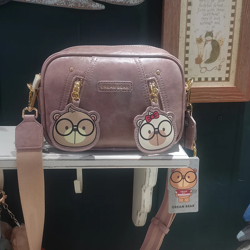 

Cream Bear New Handbag Cartoon Cute Bear Bag Large Capacity Contrasting Color Women's Bag Shoulder Bags Crossbody Small Bag