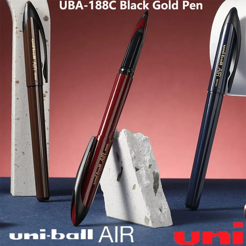 Bolígrafos de Gel Uni Ball AIR Black Tech 0,5, punta envuelta en resina, bolígrafo de agua líquida recto de gran capacidad, suministros de escritura de dibujo Simple