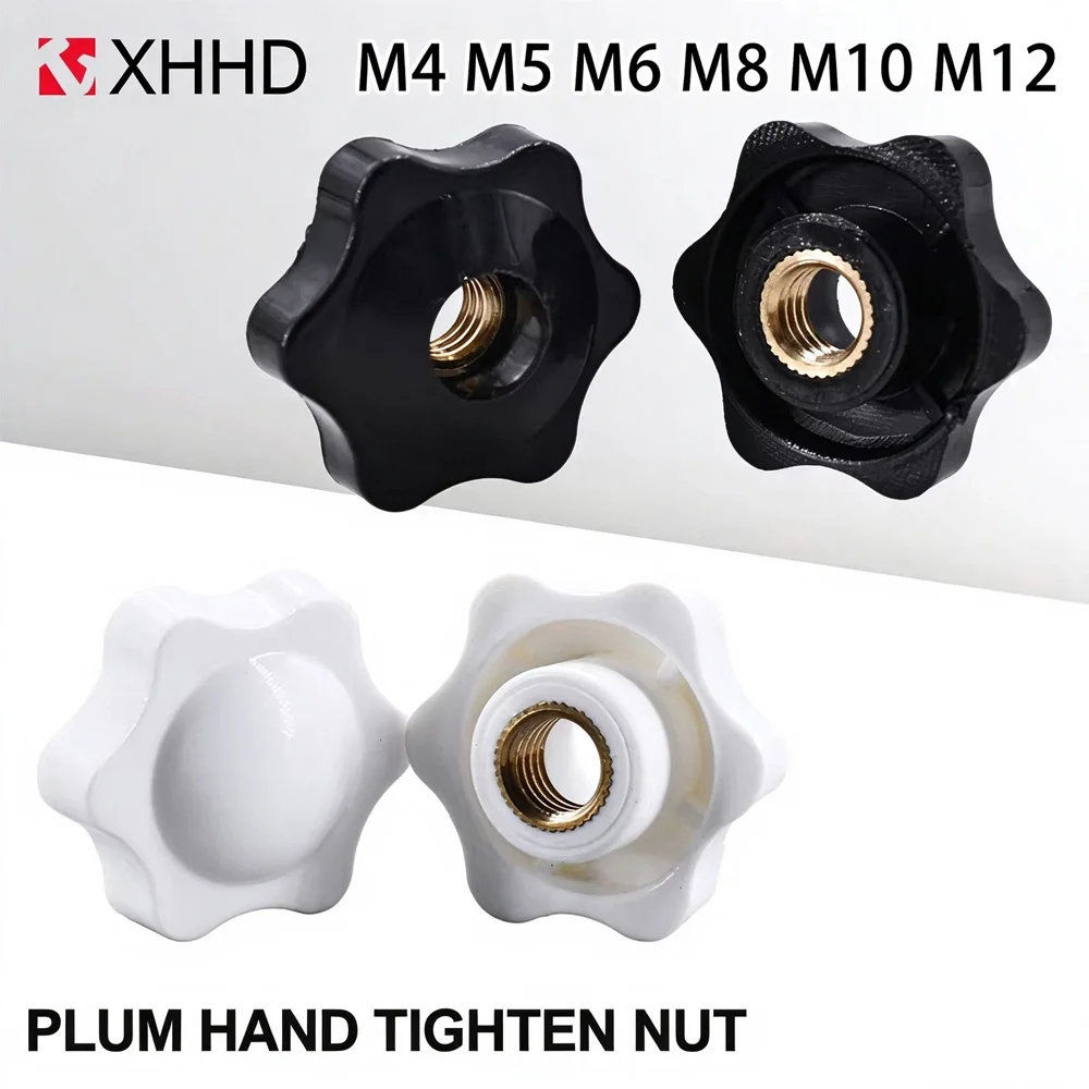 M4 M5 M6 M8 M10 Clamping Knob Manual Nut Plum Hand Hand Tighten Handle Thread Hole/Blind Hole Plum Handle Nut Heat-Resistant