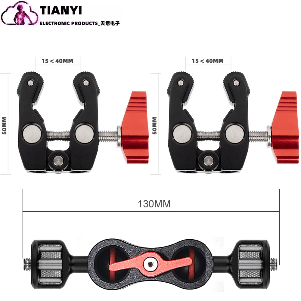 

Upgraded Dual Ball Head Magic Arm Mount Adapter 1/4 '' Screw Multi Function for Motorcycle LED Flashlight Fastener