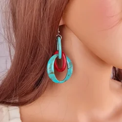 Geometric Acrylic Oval Long Pendants Drop Earrings for Women Daily Wear Jewelry
