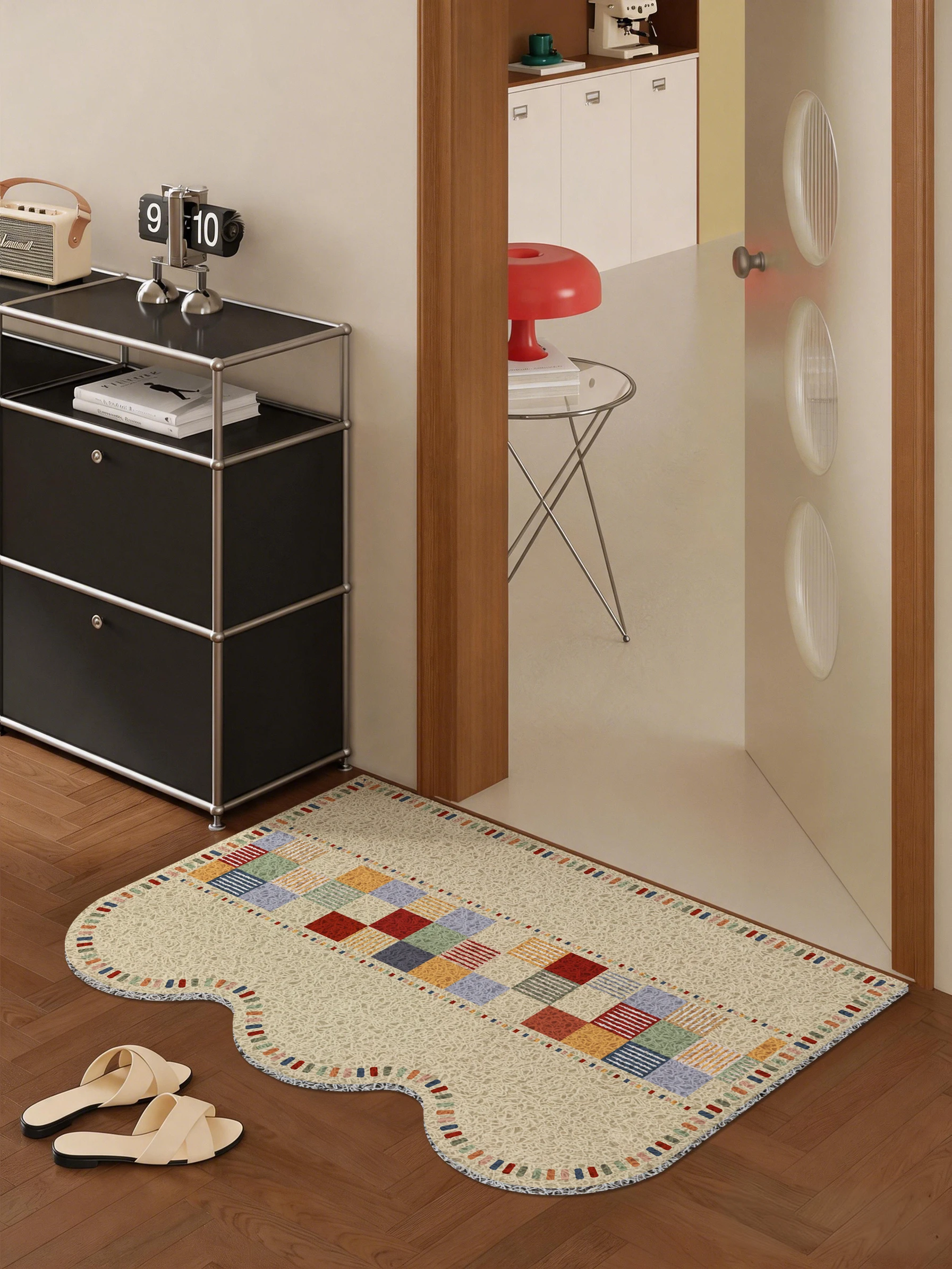 Retro Checkerboard Wire Loop Entryway Mat Heavy Duty Non-Slip Welcome Doormat