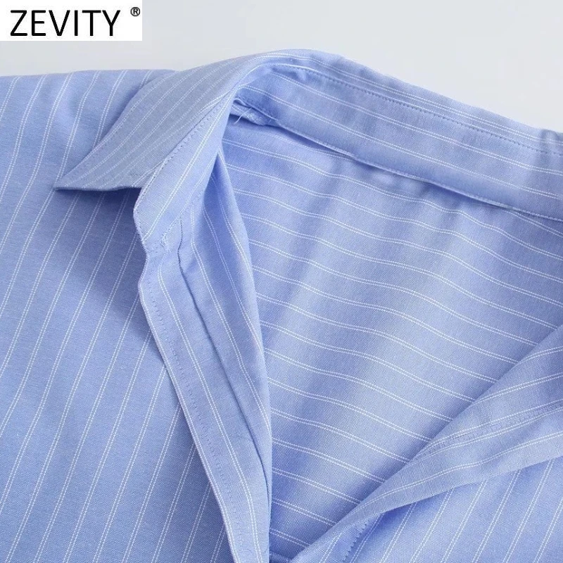 Zevity New Women Fashion Striped Print Casual Blouse Office Lady Single Breasted Business Shirts Chic Chemise Blusas Tops LS9719