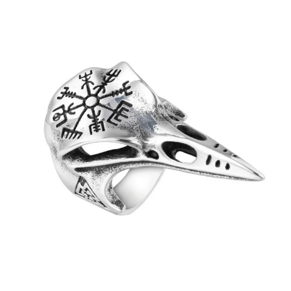 Vintage Viking Raven Ring Fashion Trend Men\'s Punk Rock Hip Hop Ring Pirate Rune Symbol Party Niche Banquet Gift Accessory Ring