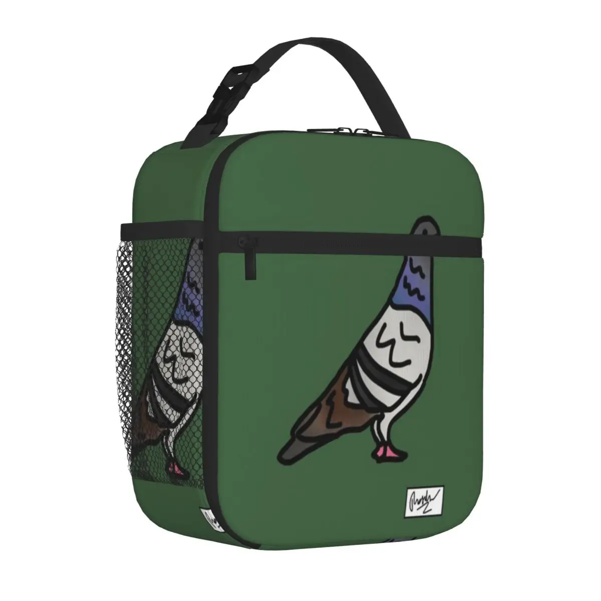 Bestselling Pigeon Doodle Zipper Closure Portable Lunch Bag Beach Outing School Lunch Bag