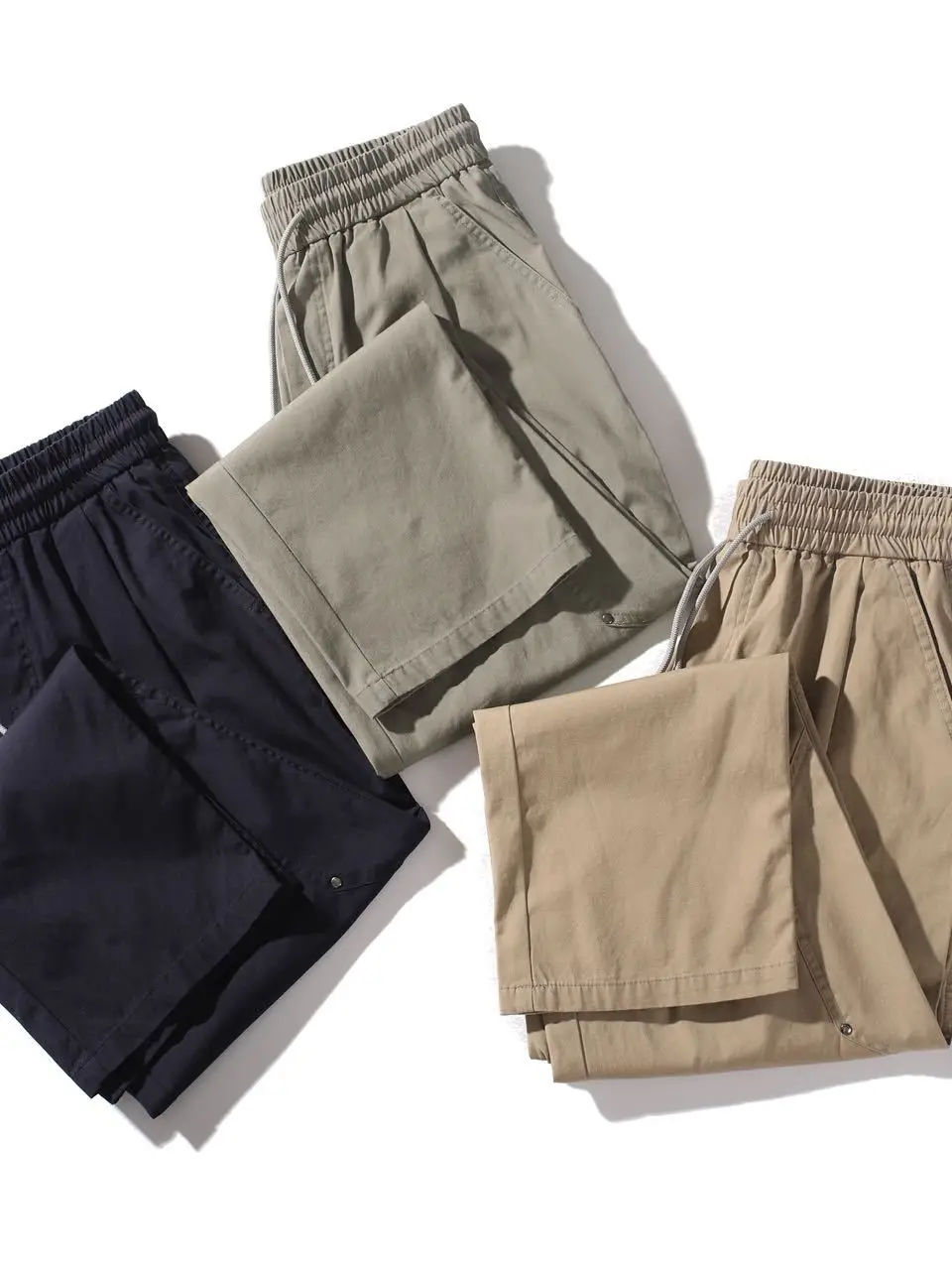 

American Casual Sle Heavyweight Pure Cotton Waed Men's Straight Leg Breathable Casual Pants Loose Wide Leg Workwear