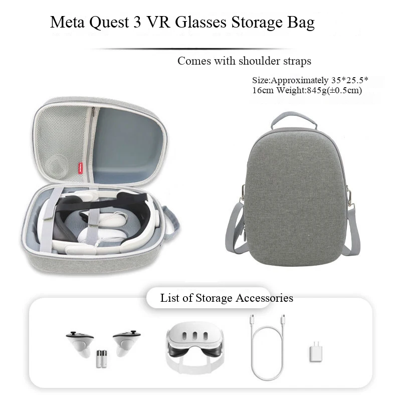 For Meta Quest 3 VR Accessories Storage Case Elite Headset Travel Carrying Case Hard Shell Shoulder Bag for Oculus Quest 3