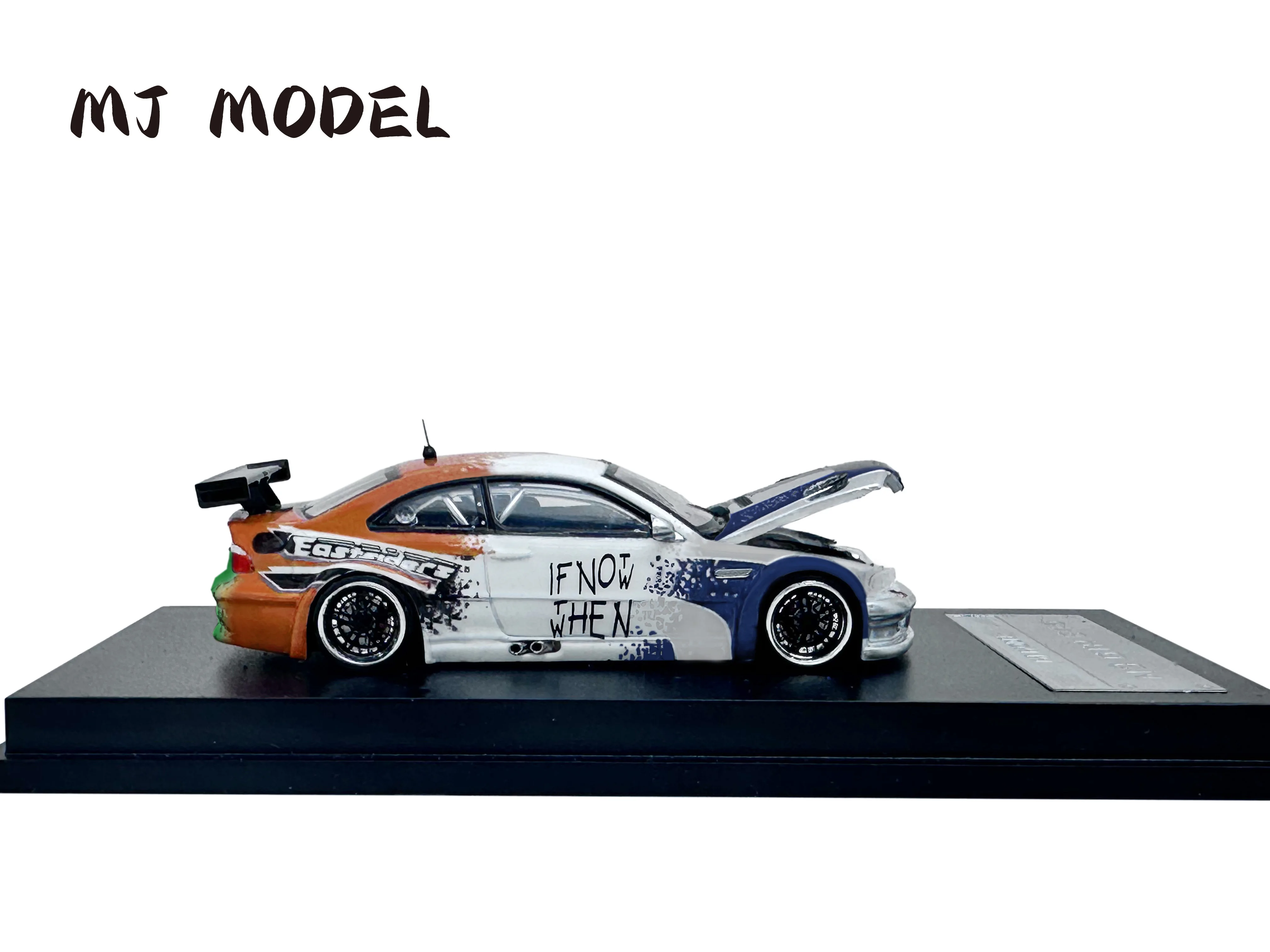 MJ 1:64 BMW M3E46 Necesita velocidad ​ ​ pintura de ensamblaje, capó se puede abrir, incluidos detalles del motor, modelo de coche de aleación.