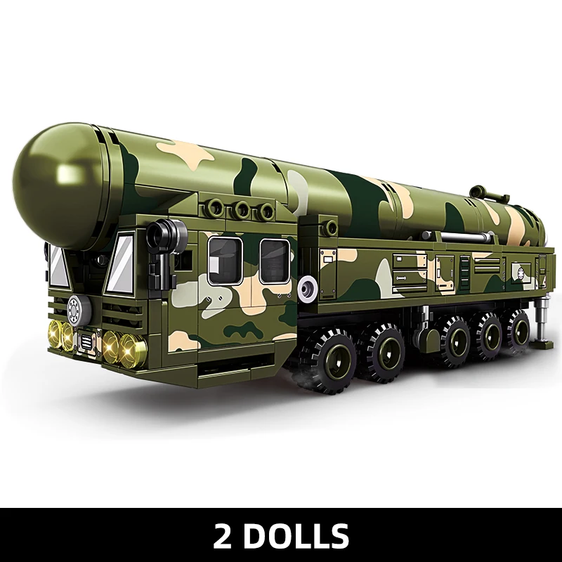

WW2 Military Building Blocks Tank Model ICBM Launcher Truck Construction Vehicle Building Kit Gift for Boys Kids Toy