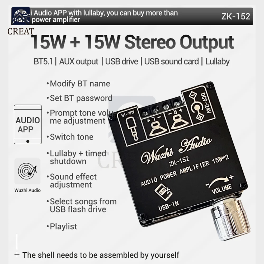 ZK-LT21 ZK-302 ZK-152 Bluetooth Audio Digital Power Amplifier Board Module 2.1 Channel 15WX2+30W With Subwoofer 30W+30W 15W+15W