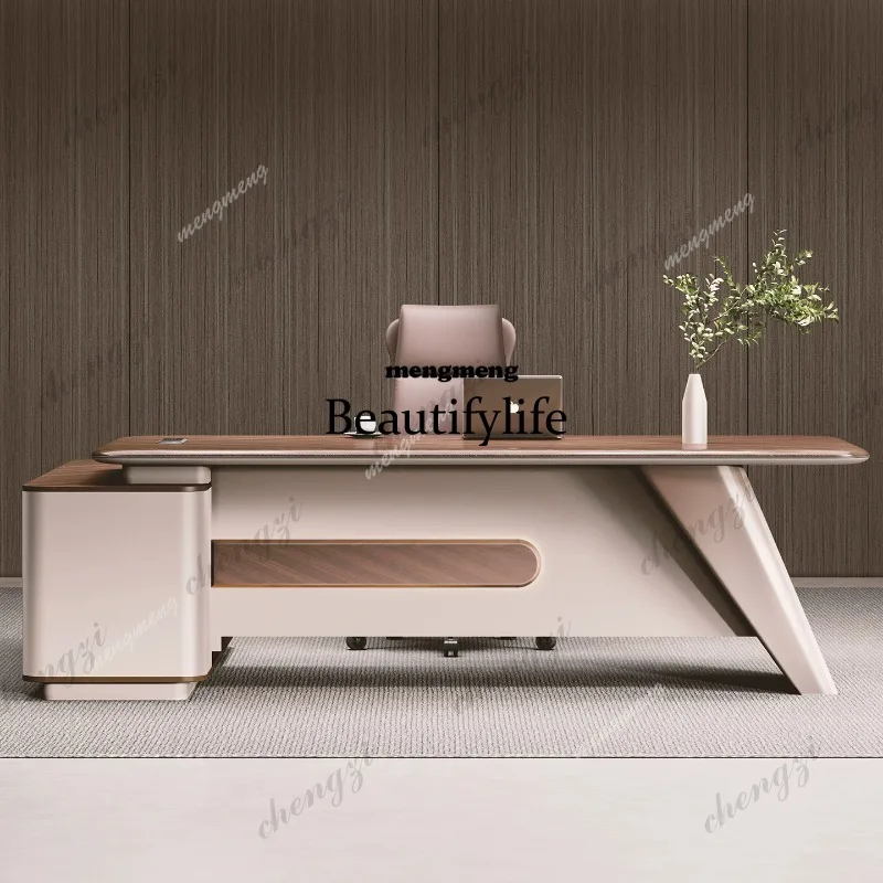

51 Boss desk and chairs are simple and modern high-end large desk president computer desk single with side table