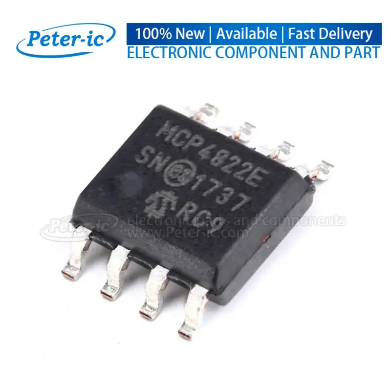 MCP4822-E/SN MCP4822E SN SOIC-8 4.5us SPI 2.7V~5.5V 12Bit Digital to Analog Converters (DAC) SOP8 Available Peter-ic(1pcs)
