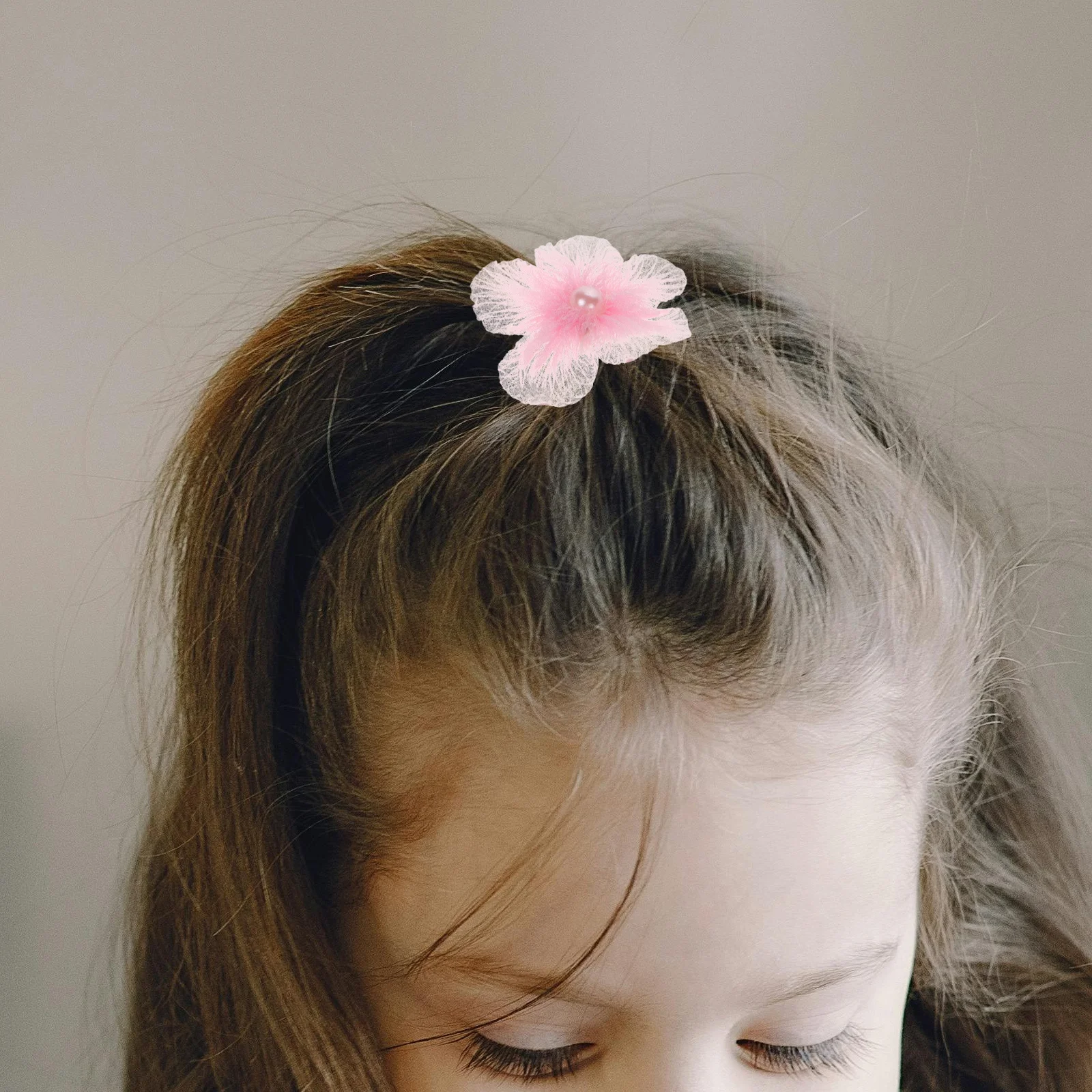 10 Buah Ikat Rambut Besar Berkilau Putih Motif Bunga Elastis Lucu