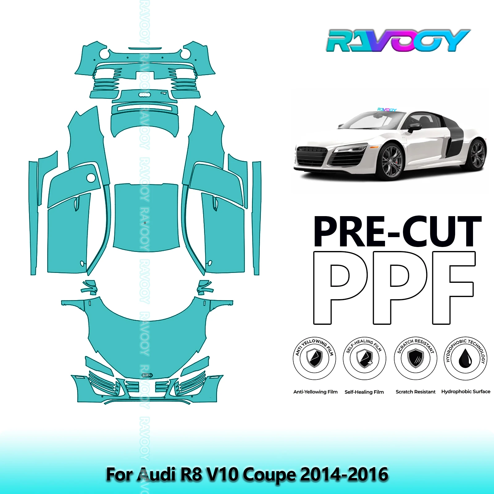 

Full Vehicle Clear Bra Precut PPF Paint Protection Film For Audi R8 V10 Coupe 2014-2016