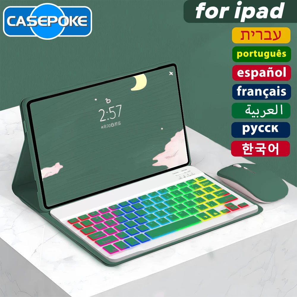 CASEPOKE Magic Keyboard  For iPad Pro 11 12.9 7th 8th 9th 10.2 10th 10.9 Air 4 5  wireless Keyboard and Mouse protective case