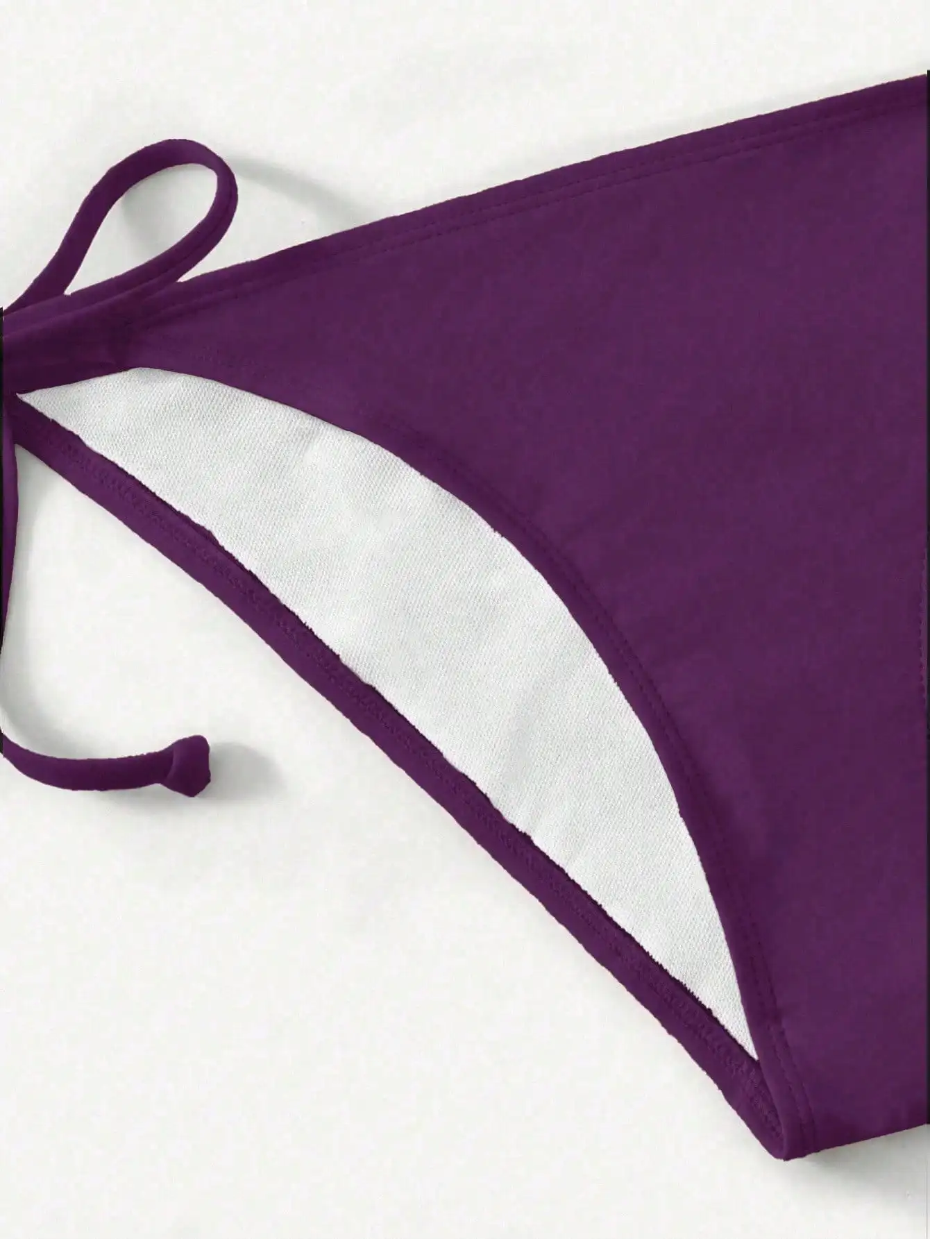 

Solid Color Halter Tie String Bikini Set For Women Summer Beach Swimwear