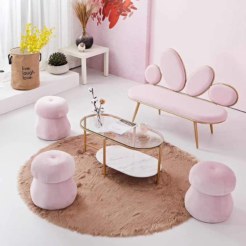 

Hot Pink Beauty Salon Waiting Sofa Chair For Salon