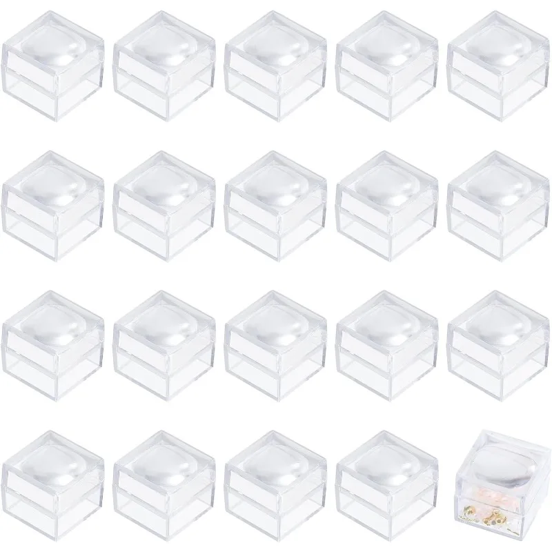 

20pcs Magnifying Display Box Diamond Gemstone Display Case Transparent Plastic Diamond Jewelry Boxes