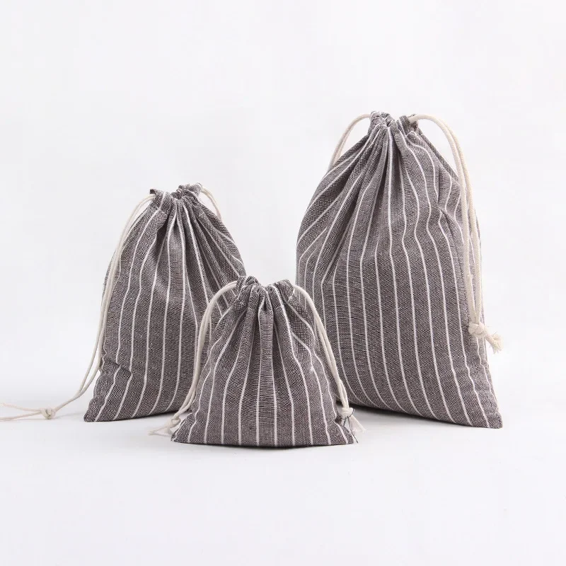 Cotton Linen Drawstring Cosmetic Bag  Travel Luggage Packing Pouch Storage Bags