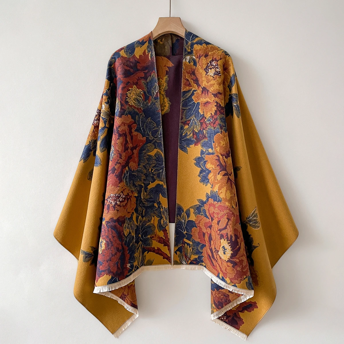 New Winter Warm Cashmere Oil painting Scarf Women Jacquard Pashmina Blanket Thick Shawl Wrap Neckerchief Fashion Bufanda Echarpe