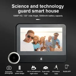 Mini 1080P Tuya Smart Life Home Digital Doorbell Viewer Peepholes Door Camera Eye WiFi IR Night Vision with 4.3 Inch Monitor