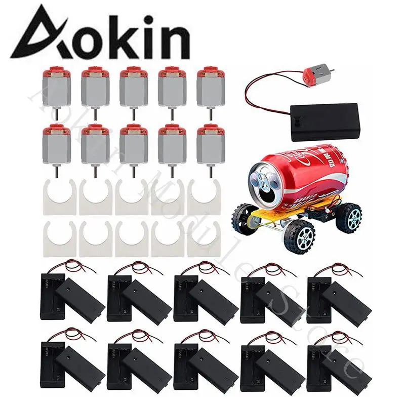 10 Set Mini DC Motor Kit 3V Electric Motors High Speed Torque Engine AA Battery Holder Case Box Switch Mounting Bracket Toy Car