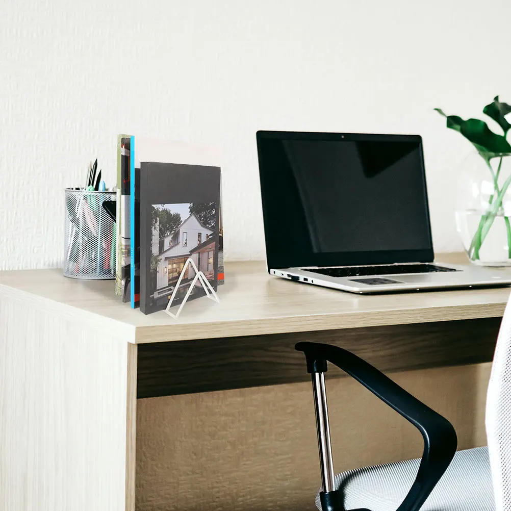 

2Pcs Iron Desktop Bookend Metal File Organizer Stable Holder Shelf for Books Office Use Shelf for Books