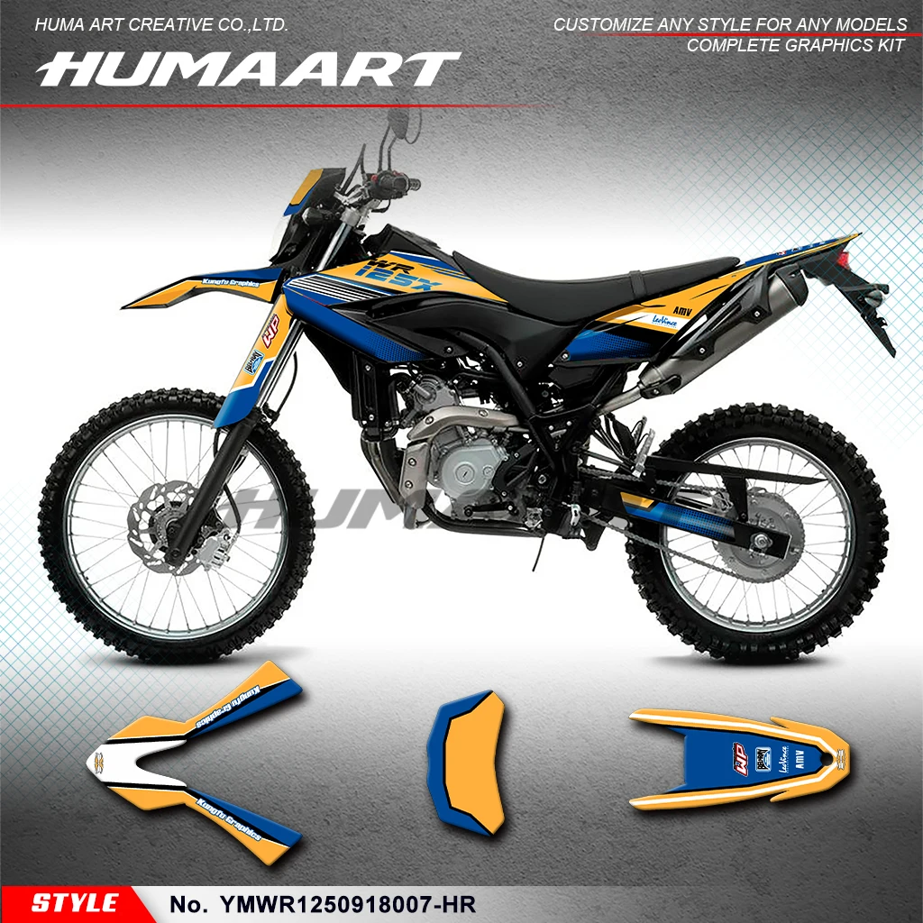 

HUMAART MX Graphics Adhesive sticker for Yamaha WR125R WR125X WR125SM WR155R 09 10 11 12 13 14 15 16 17 18, YMWR1250918007-HR
