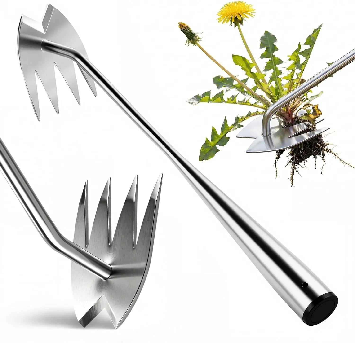 

Weed Puller Tool, Heavy-Duty Stainless Steel Weeding Tool with Extendable Handle, Portable Garden Weed Removal for Vegetable
