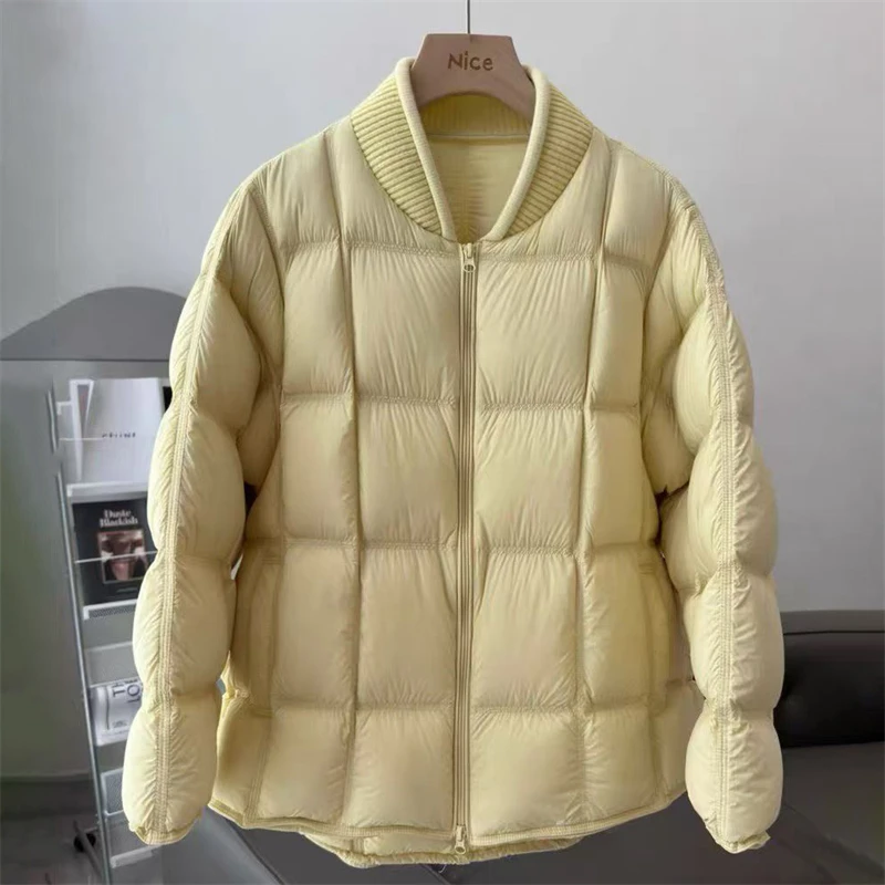 เสื้อแจ็คเก็ตดาวน์หนานุ่มบุขนกำมะหยี่ คอเบสบอล สไตล์วินเทจ Y2K คุณภาพสูง แฟชั่นเรียบง่าย สบายๆ ทรงหลวม รุ่นใหม่สำหรับผู้หญิง ฤดูหนาว 2025