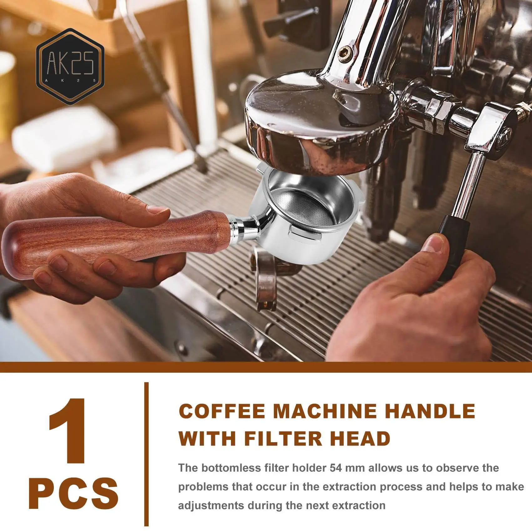 

AK25-Stainless Steel Brewing Head 54Mm With 54Mm Puck Strainer For Sage Breville 8 Series 870/875/878/880 Sage Filter Holder