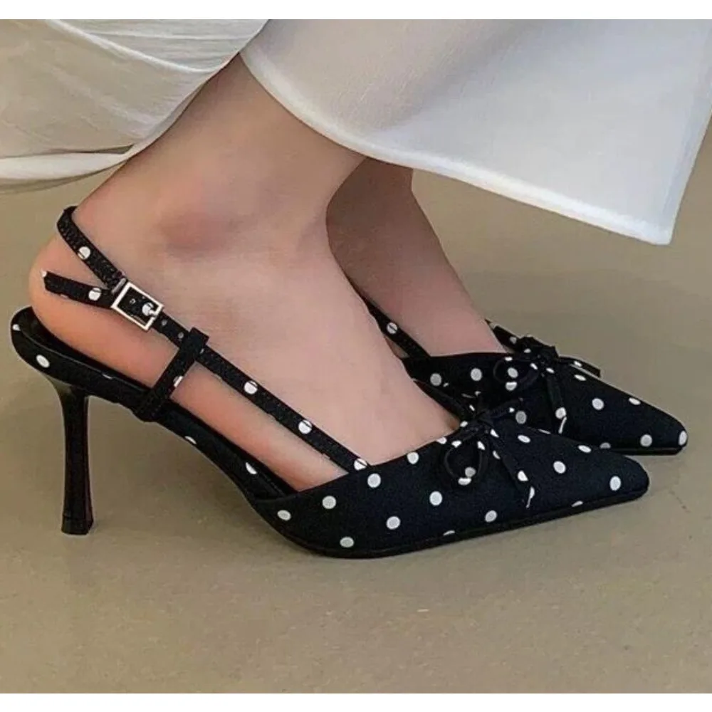 

Новые модные женские босоножки на высоком каблуке с острым носком, летние, элегантные, удобные, с бантом-бабочкой, для вечеринок