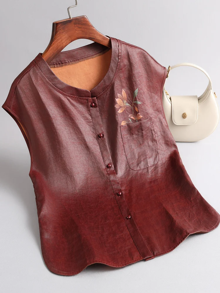 Blusa de Seda Floral para Mujer, Talla Pequeña, para Mujeres de Mediana Edad y Mayores, Talla Grande, Ropa de Verano para Mam...