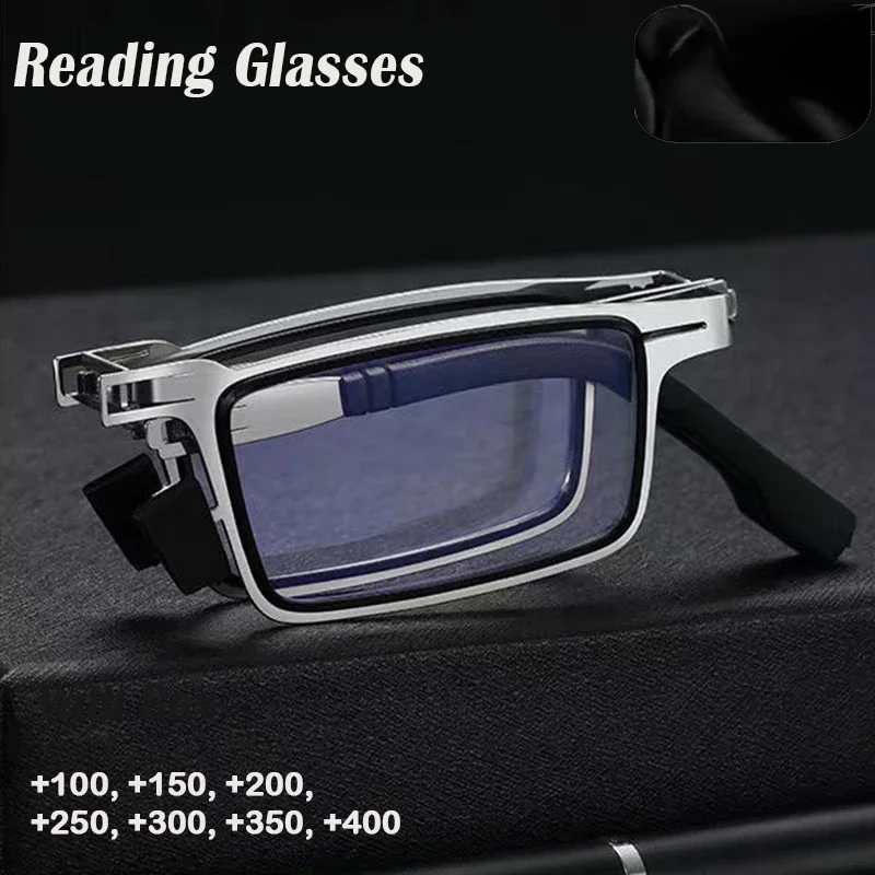 

Portable Smart Folding Reading Glasses Blue Light Blocking For Men Metal Round Square Elder Eyeglasses Diopters Presbyopia Gafas