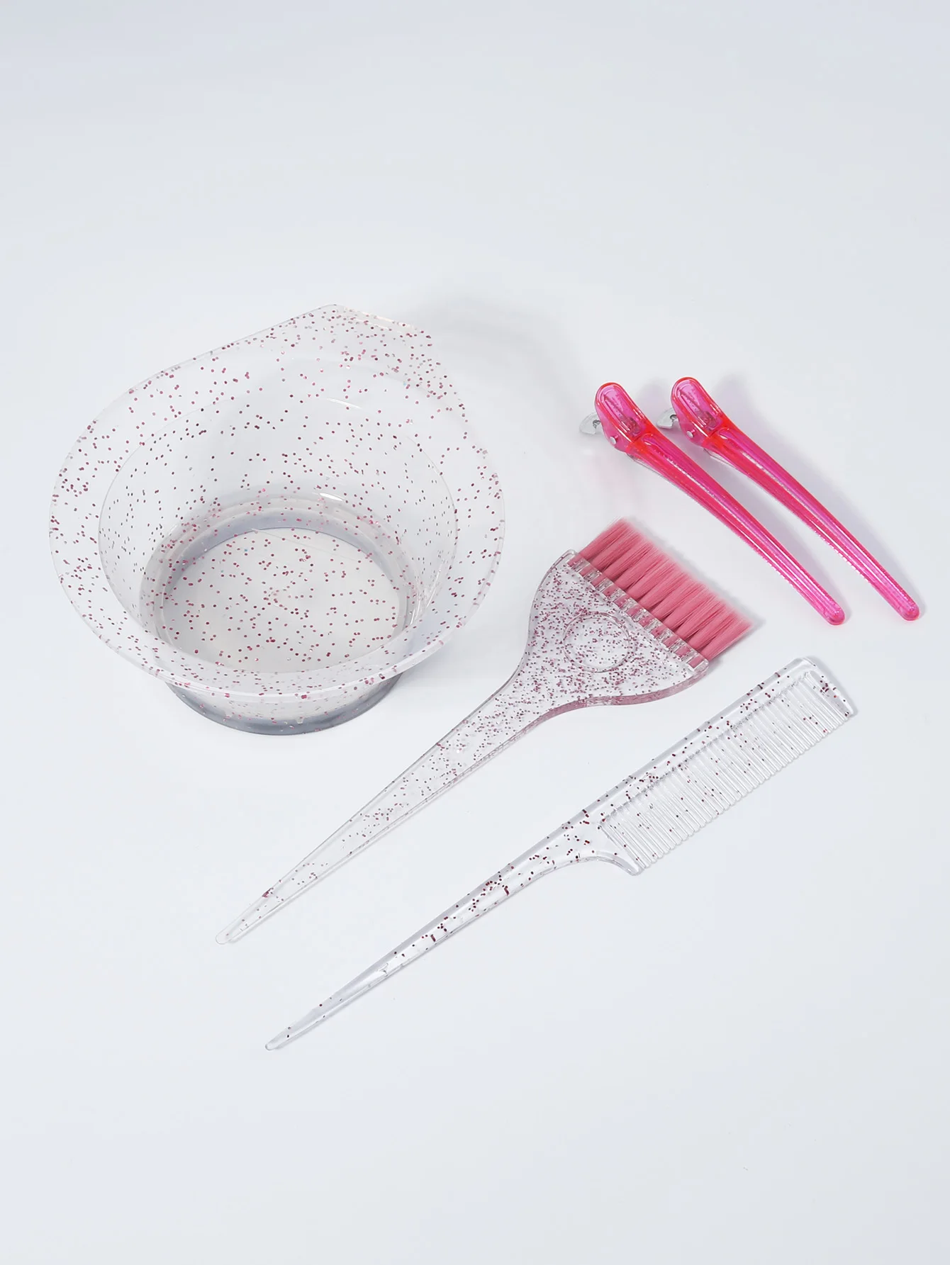 5 pieces/set hair dye brush bowl and pointed tail comb hair clip hair dye brush bowl hair dye set Special for real hair wigs ﻿