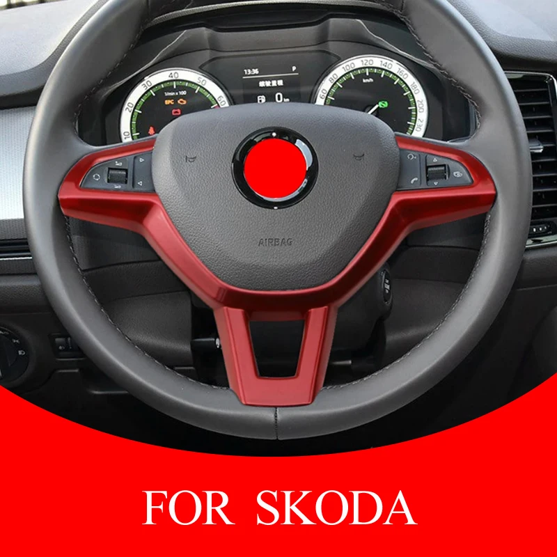 ABS Car Steering Wheel Decoration Panel Trim For Skoda Octavia 2017 Fabia 2016 2017 Rapid Spaceback 2016 car accessories