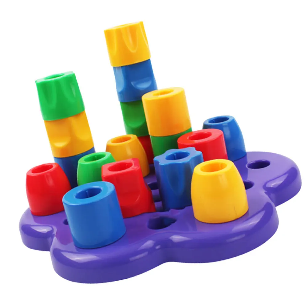 1pc Rainbow Stacking Colored Shape Sorting Blocks Early Learning Game For Toddlers Skill Development Building Blocks Educational