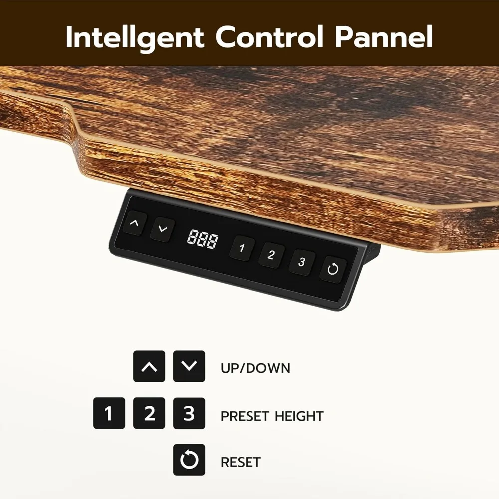 59 Mesa elétrica em forma de L, mesa de canto de altura ajustável, mesa de computador de suporte para sentar com divisão reversível