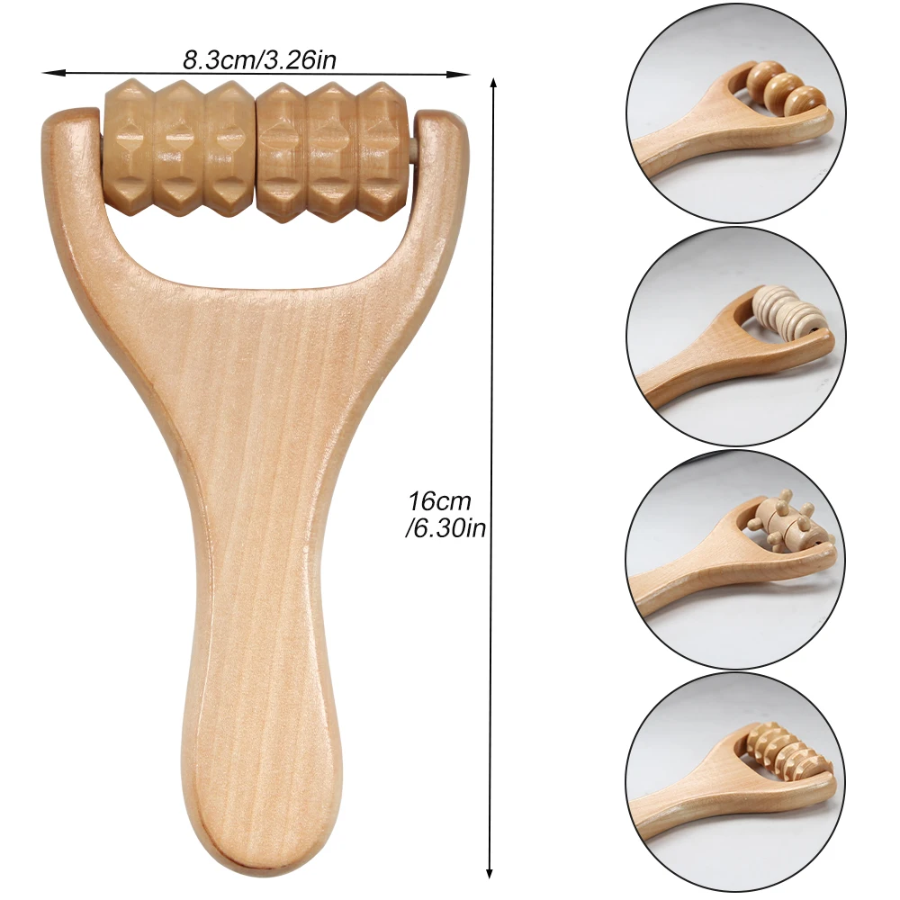 Rodillo de masaje para cintura, muslo, pierna, manos, cuerpo completo, maderoterapia, madera de pera pura, ligero, rodillo muscular Natural