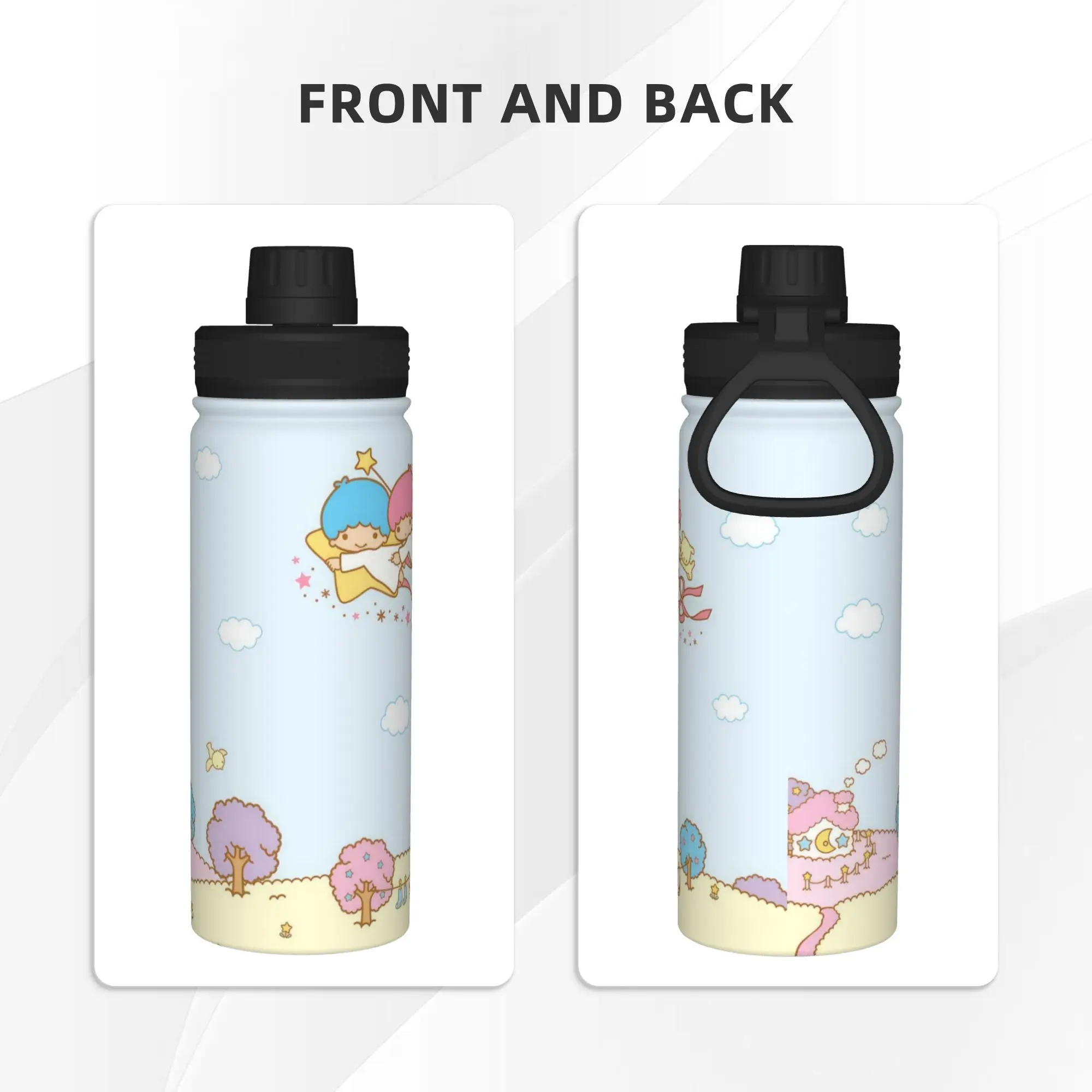 Little Twins Stars Cartoon Anime 18OZ Sports Insulated Kettle  Thermal Cup Stainless Steel Office Home Mug Water Bottle