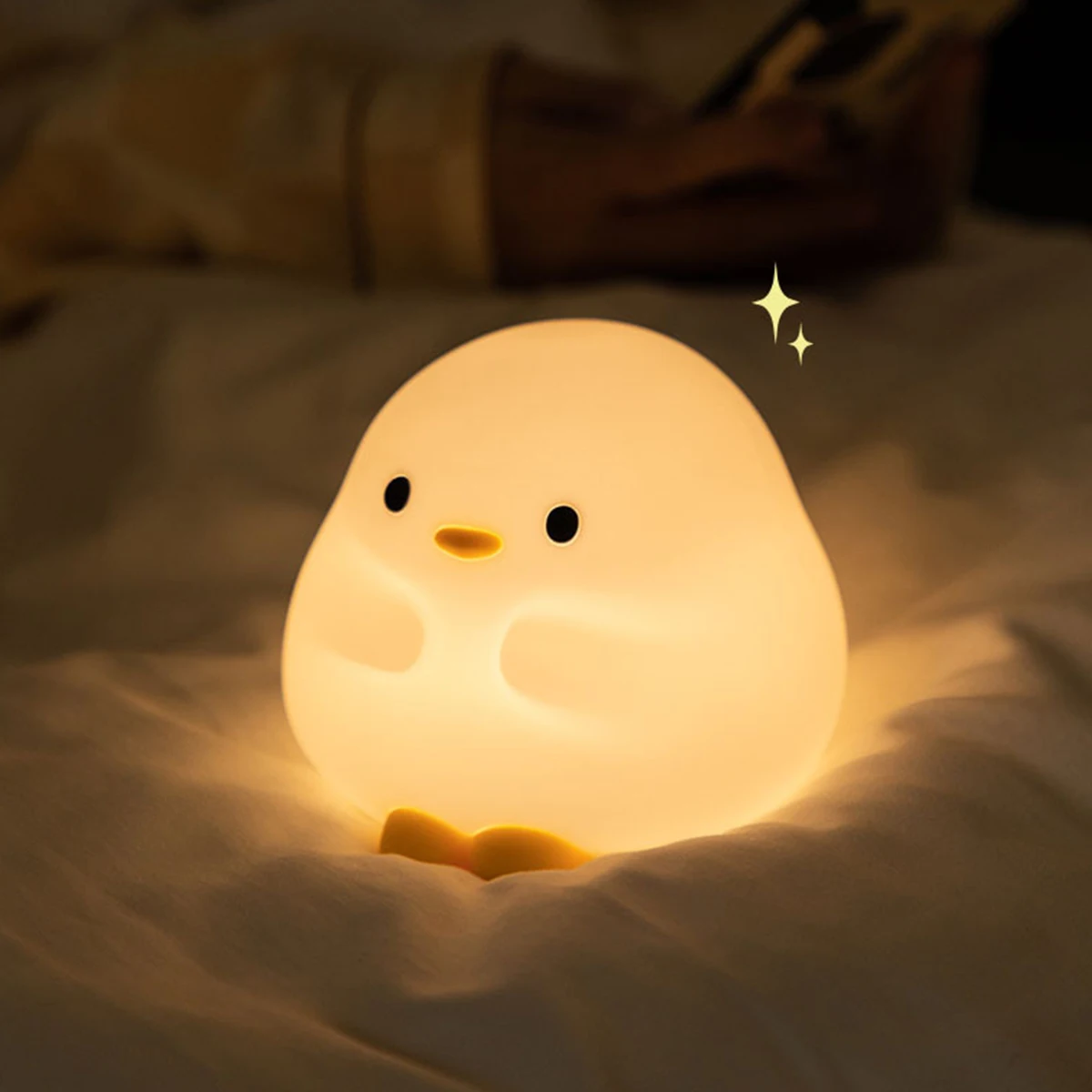 Luz nocturna de pato Doudou para niños, regalo suave para el cuidado de los ojos, carga Usb, temporizador, lámpara de silicona automática, 1 ud.