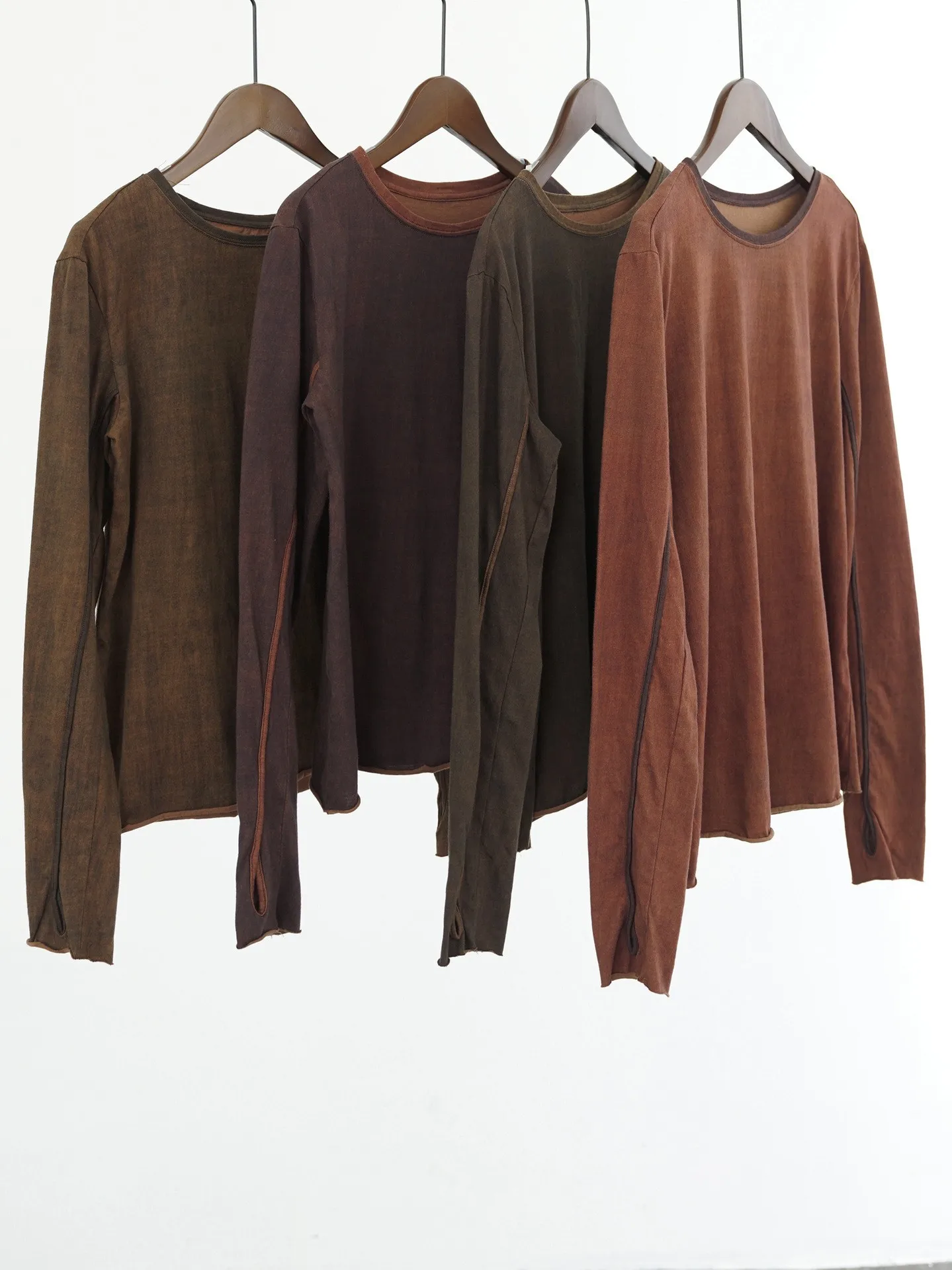 

Вязаная футболка из чистого хлопка с длинными рукавами и накладками на запястья, универсальная, для весны и осени, базовый слой, для повседневной носки