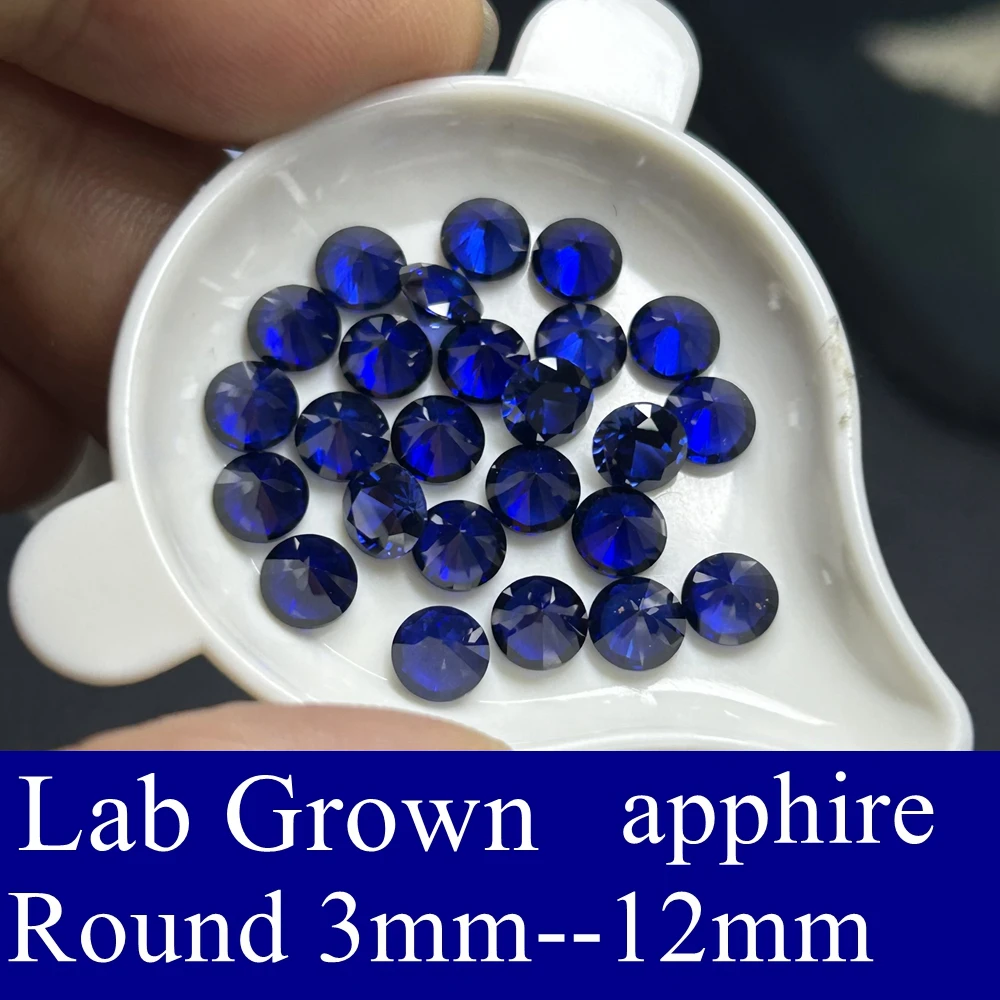 Meisidian Round 3-12mm Brilliant Cut  Lab Grown Blue Sapphire Stone