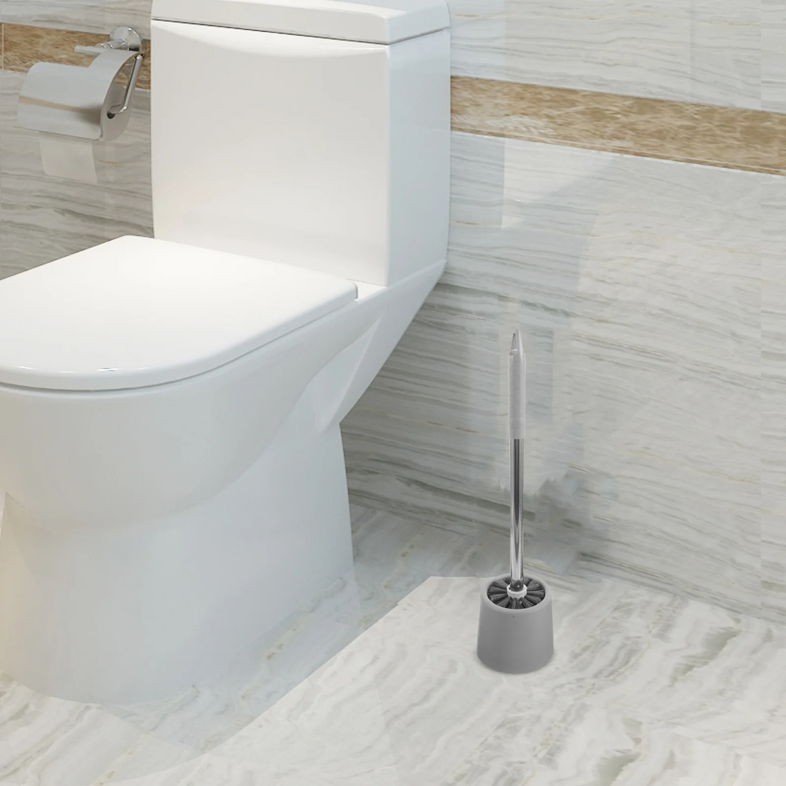 1 مجموعة فرشاة المرحاض مجموعة تصميم الزاوية الميتة مقبض طويل رئيس مستدير البلاستيك الحمام تنظيف فرشاة حامل قاعدة مستلزمات المنزل