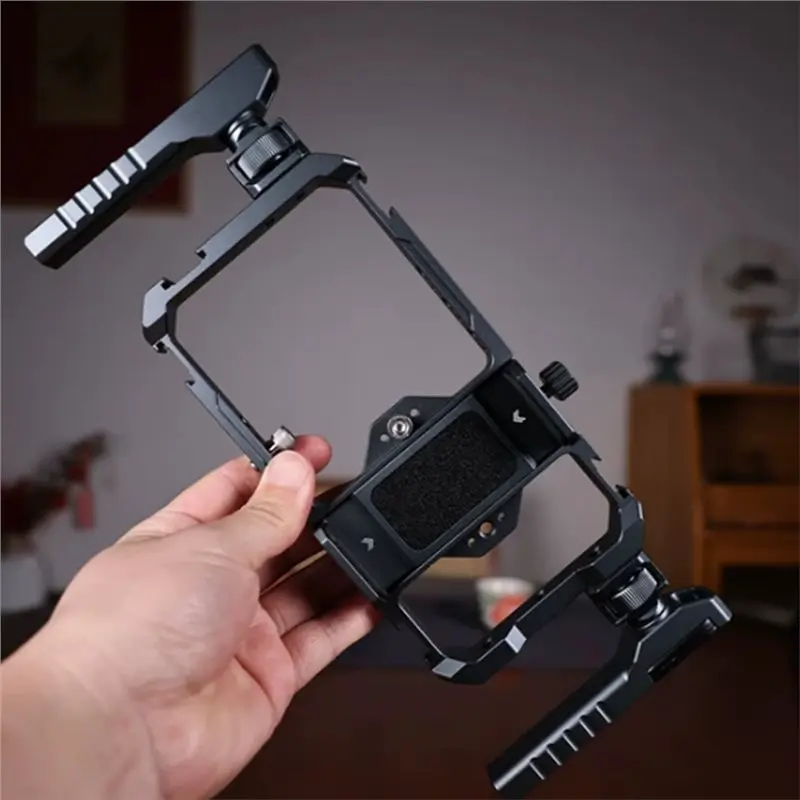 LXYB18B Universal Metal Smartphone Vlog Cage Phone Video Stabilizer Handheld Video Rig Kit Filmmaking Vlogging Cage