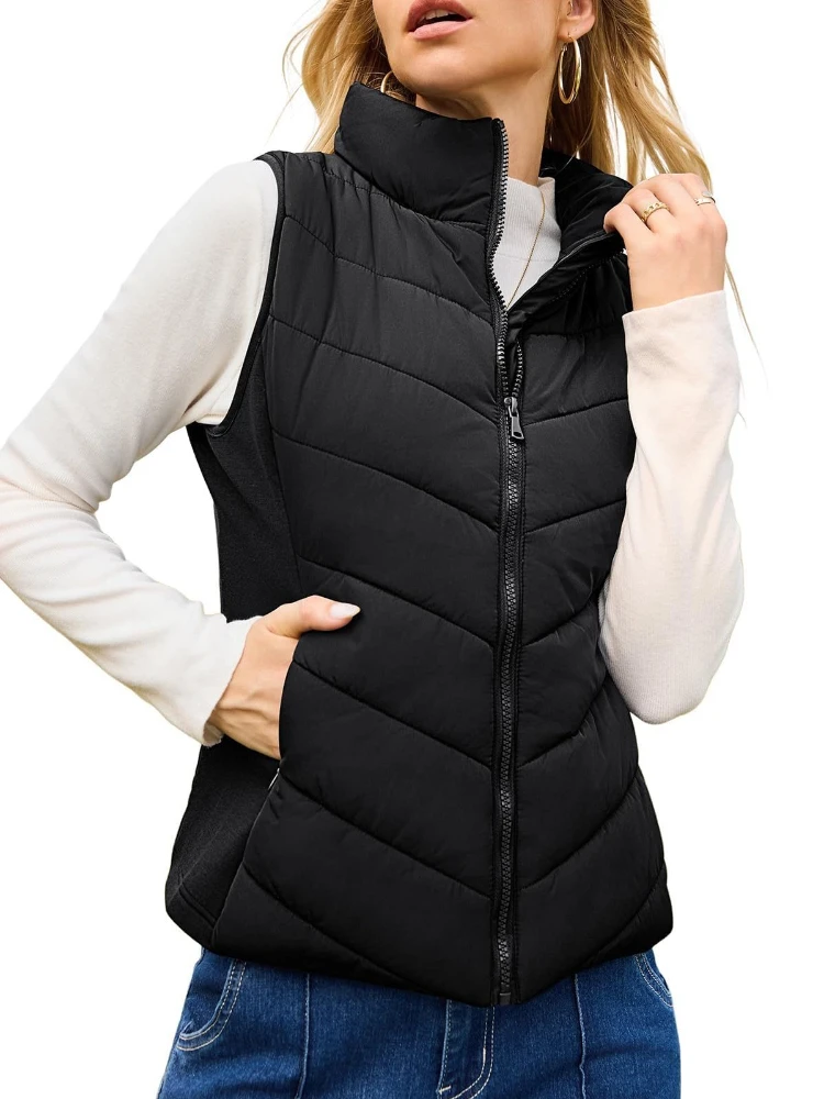 Veste en coton épais à col montant pour femme, vêtement de poche avec fermeture éclair, couleur unie, décontracté, Simple, pour les déplacements, nouvelle collection automne et hiver