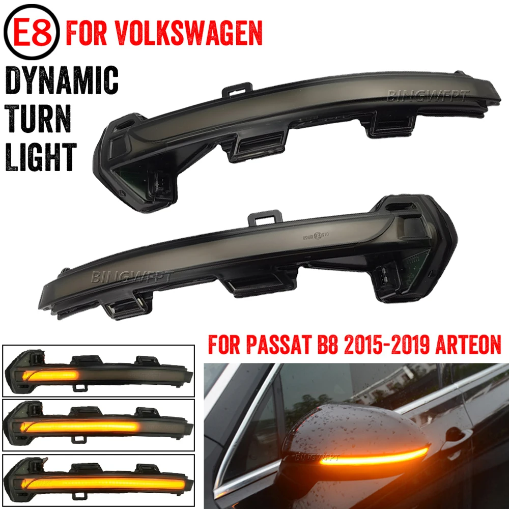 2pcs Car Dynamic LED Turn Signal Light Rearview Mirror Blinker Indicator For VW Passat B8 Arteon 2015 2016 2017 2018 2019