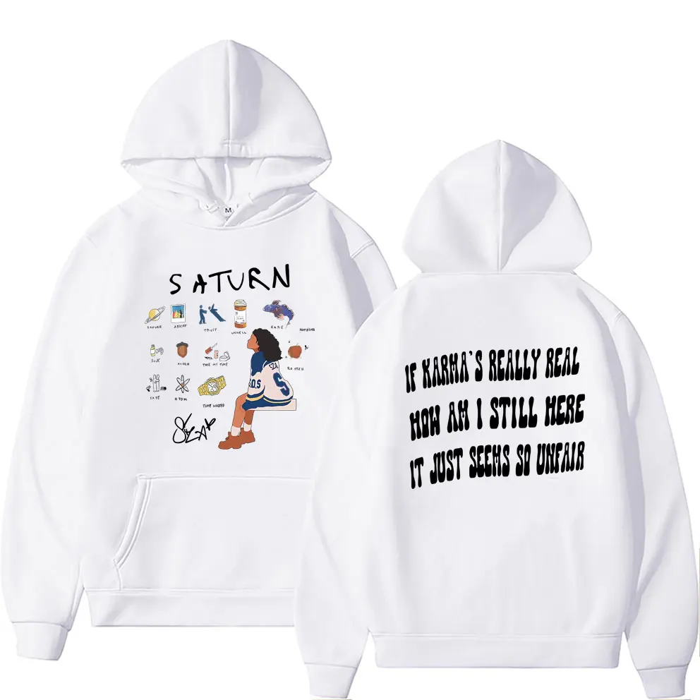 

Rapper SZA 2024 New Album Saturn Double Sided Graphic Hoodie Men Women Hip Hop Vintage Streetwear Male Casual Cotton Pullover