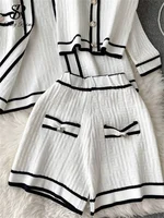 SINGREINY Autumn Knitwear 3PC Sets Long Sleeves Cardigan+Single Breasted Spaghetti Strap+High Waist Elastic Shorts Casual Suits - Image 6