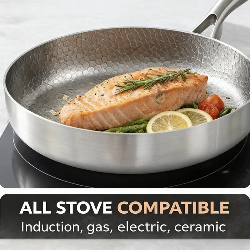 20/24/28cm Frying Pan Non-stick Wok Titanium Stainless Steel Home Egg Steak Skillet Induction Cooker Gas Stove Kitchen Cookware